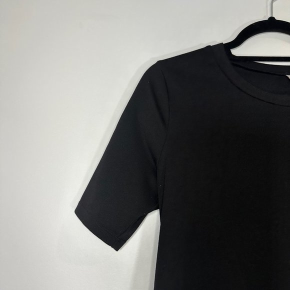 Black Basic Tee Shirt Elbow Length Sleeve Dress - S - Picture 6 of 10